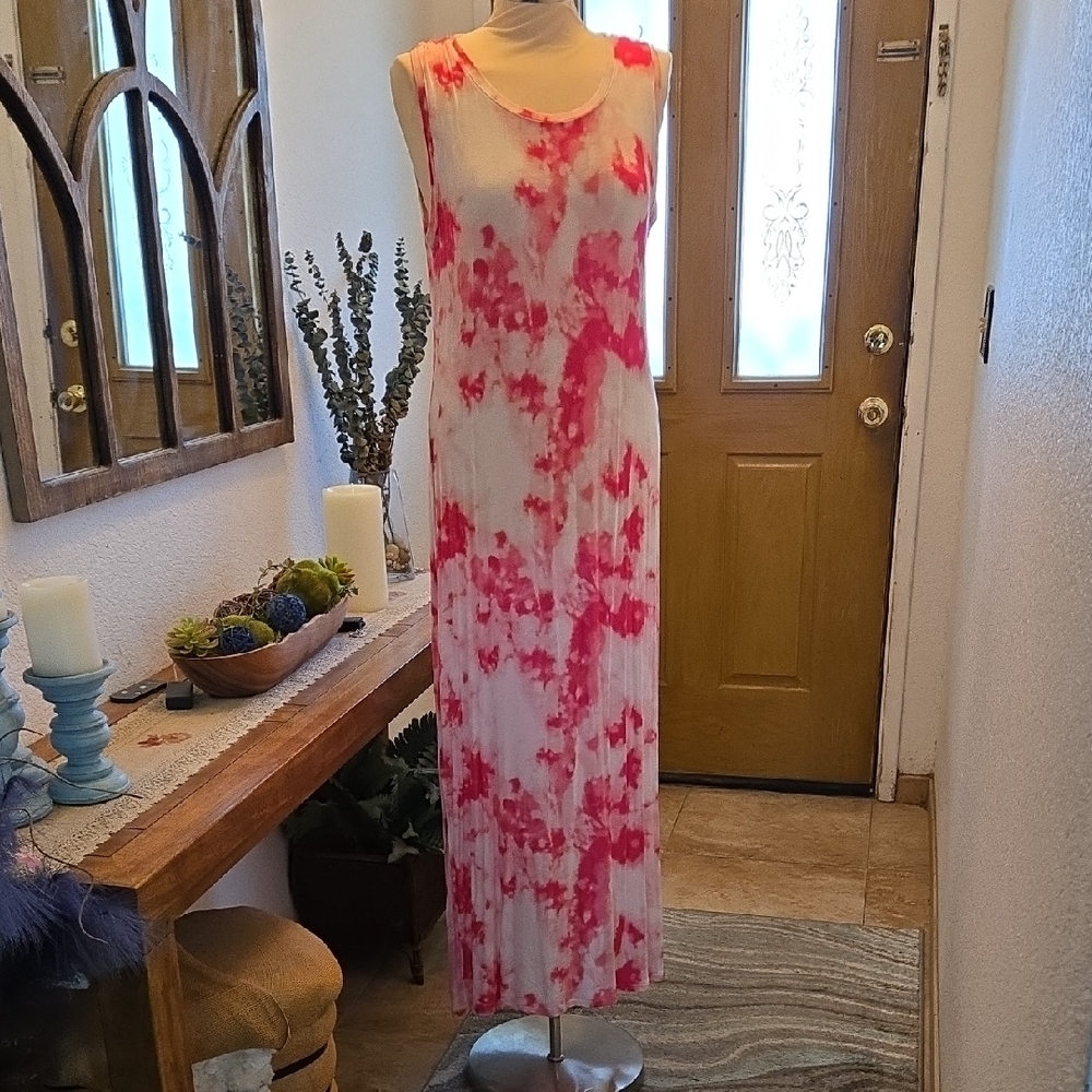 New York & Company Pink and White Maxi Dress